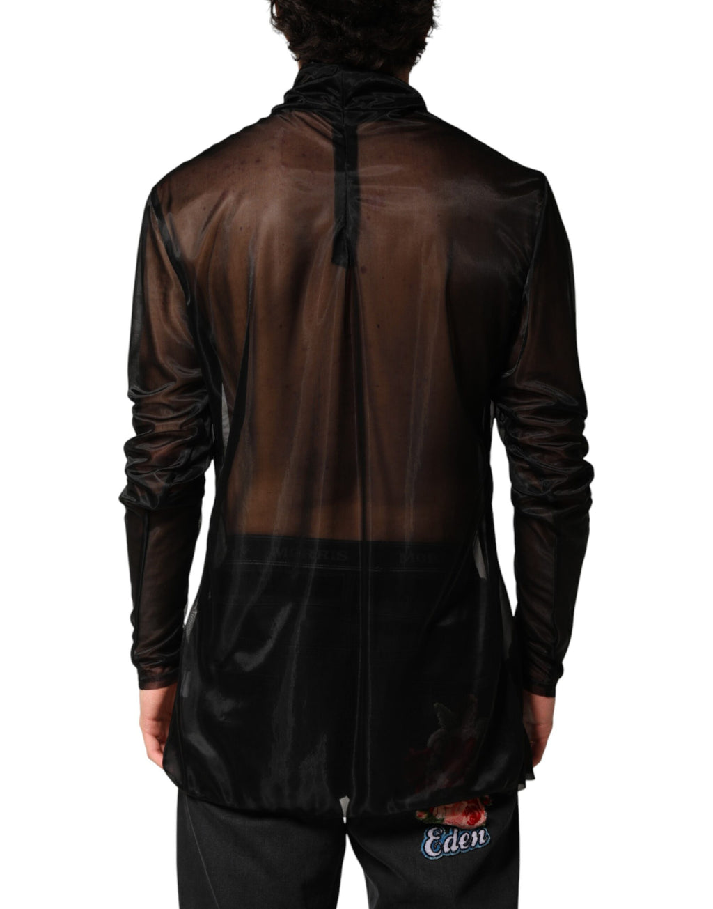 Dolce & Gabbana Black Sheer Long Sleeves Turtleneck Top