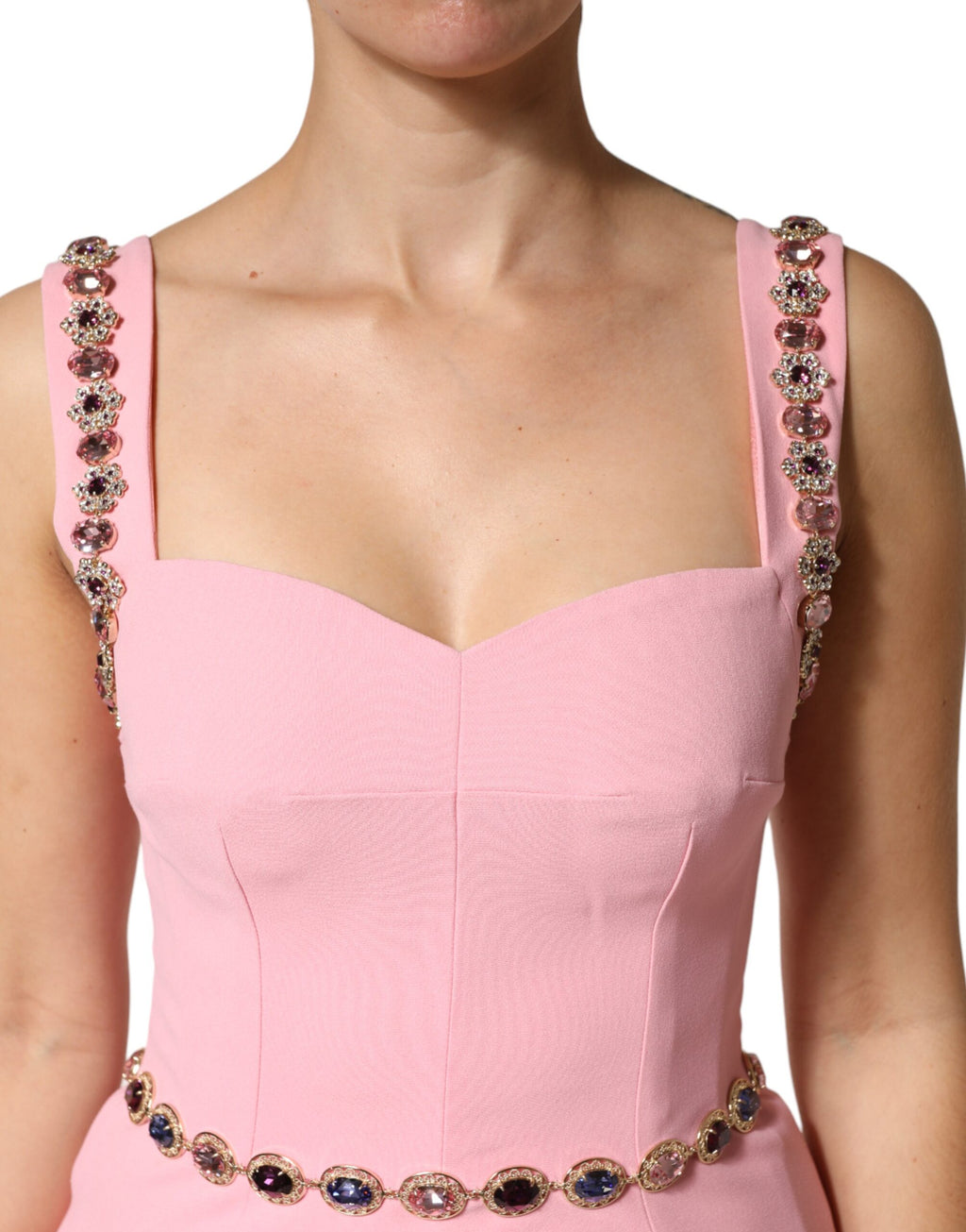 Dolce & Gabbana Pink Embellished Sheath Mermaid Gown Dress