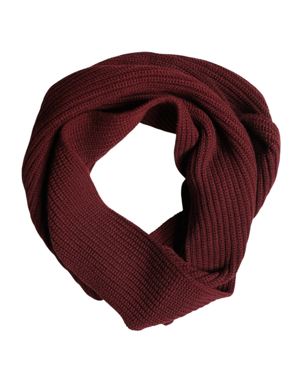 Dolce & Gabbana Maroon Cashmere Knitted NeckWrap Shawl Scarf