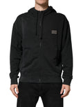Dolce & Gabbana Black Full Zip Hooded Men Sweatshirt Sweater