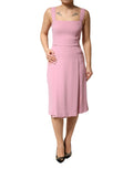 Dolce & Gabbana Pink Viscose Sleeveless Sheath Midi Dress