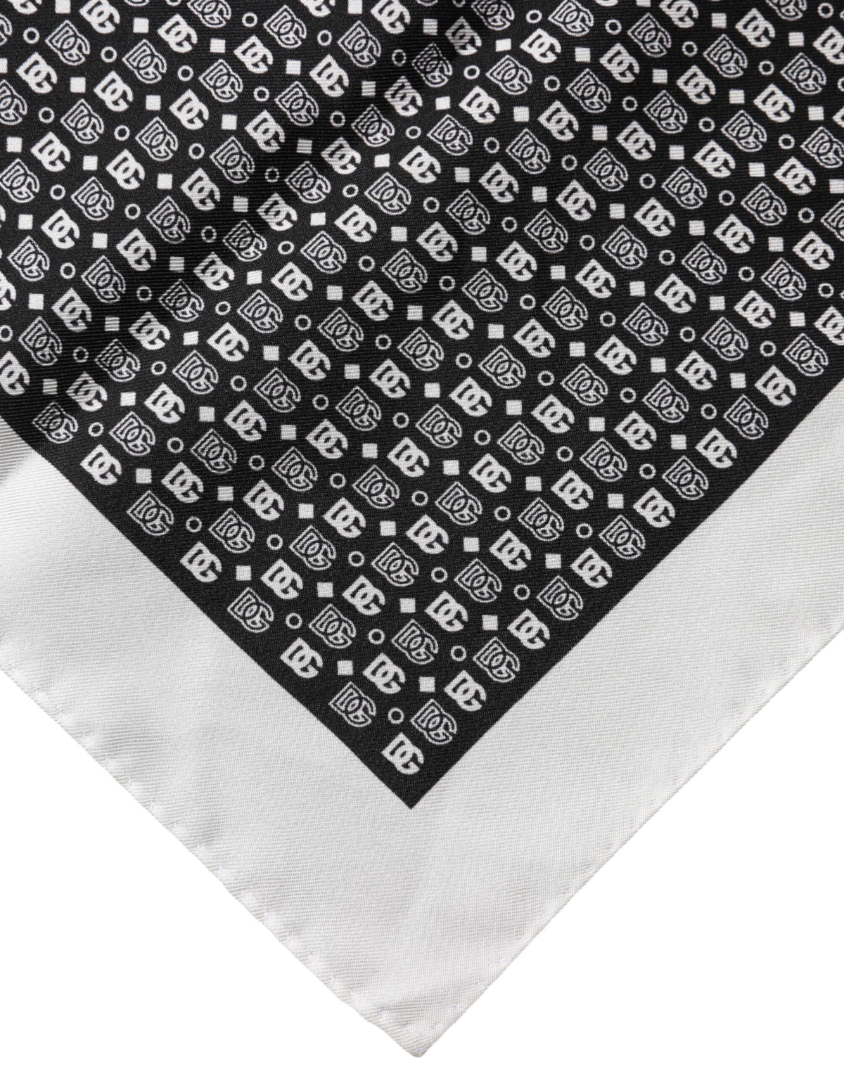 Dolce & Gabbana White Black Patterned Square Foulard Scarf