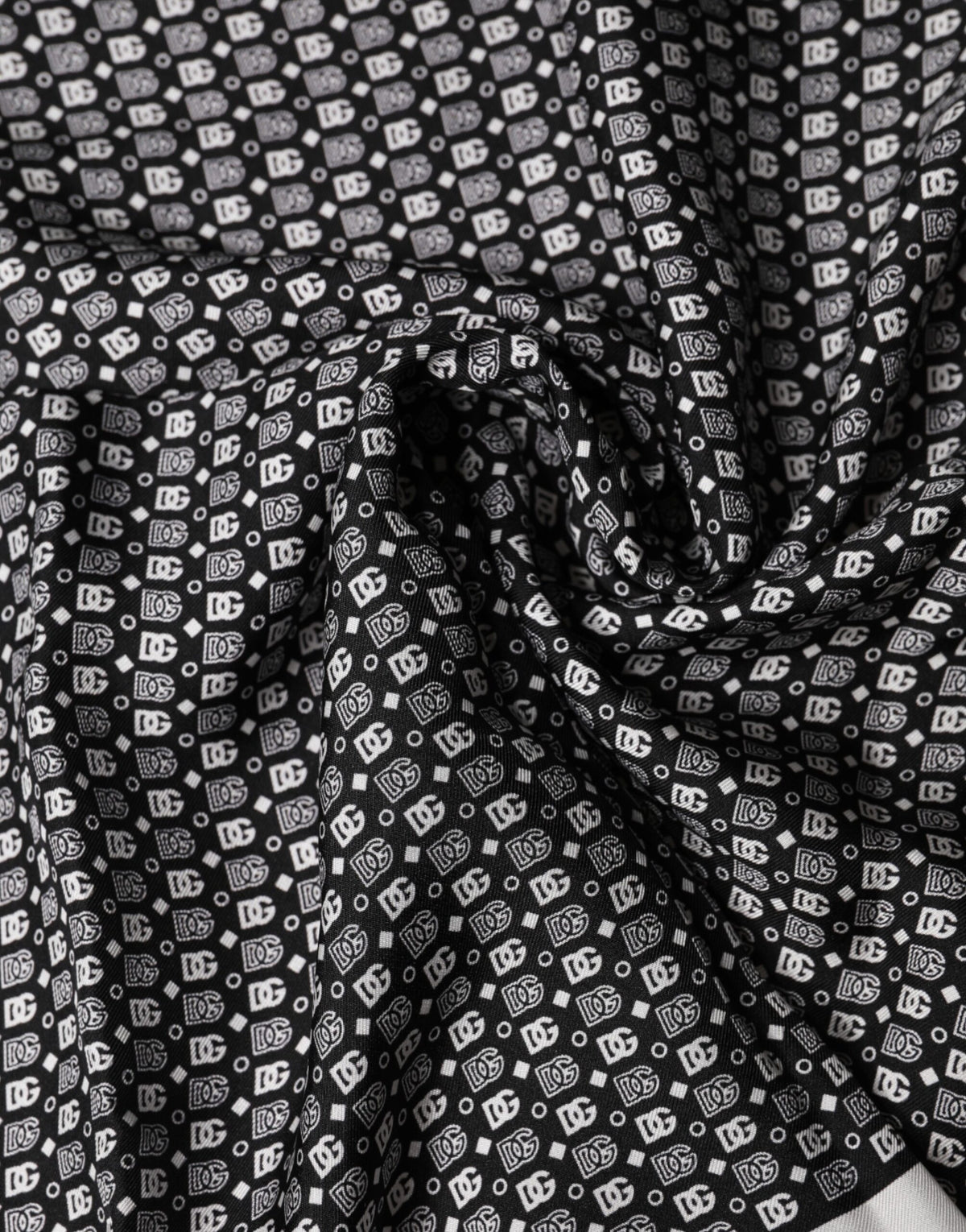 Dolce & Gabbana White Black Patterned Square Foulard Scarf