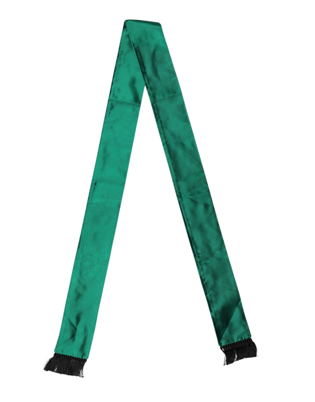 Dolce & Gabbana Green Silk Fringes Neck Wrap Foulard Scarf