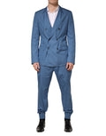 Dolce & Gabbana Blue Cotton Double Breasted 2 Piece  Suit