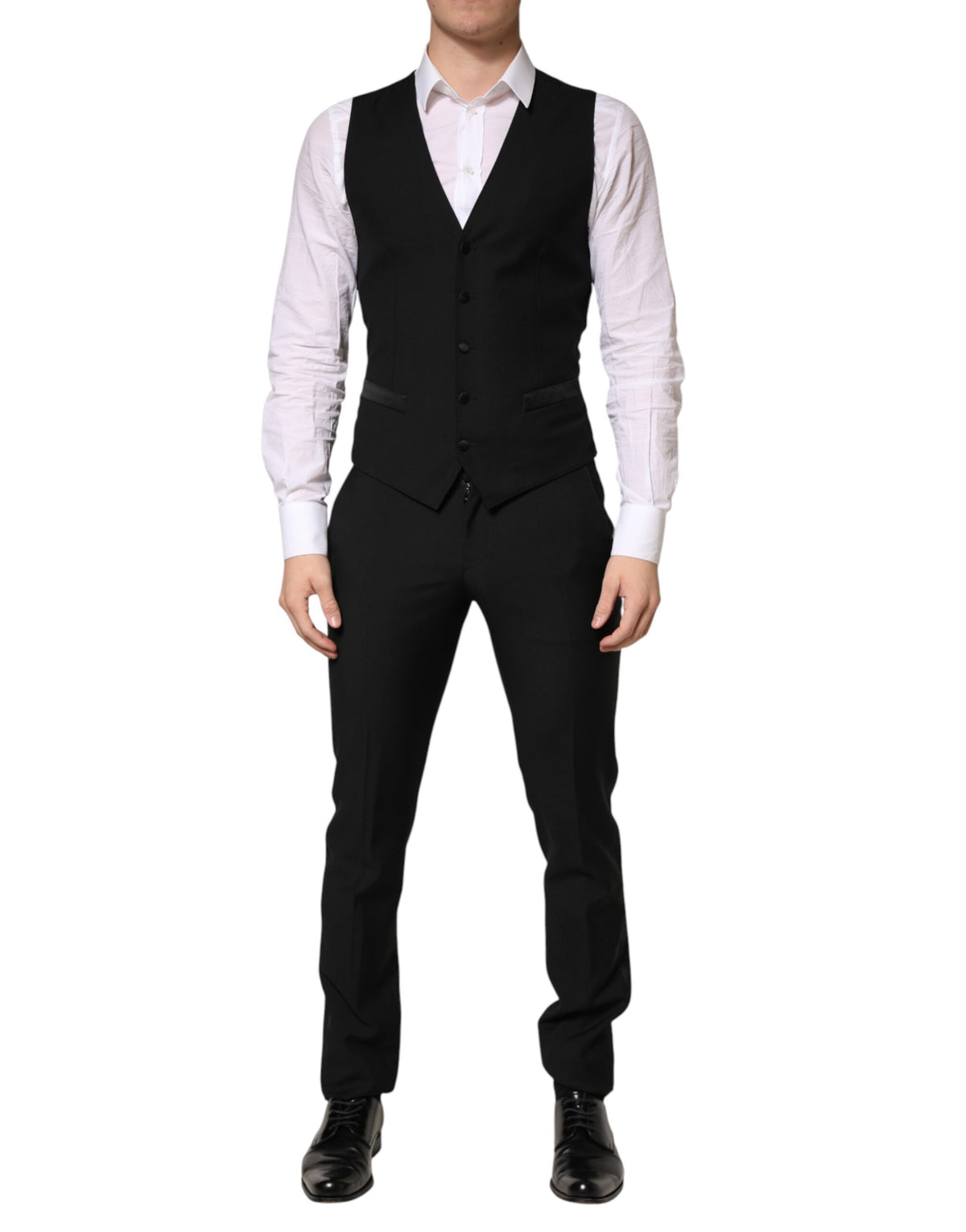 Dolce & Gabbana Dark Gray Wool Single Breasted 3 Piece Men Suit