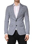Dolce & Gabbana Blue Cotton Patterned Single Breasted Blazer