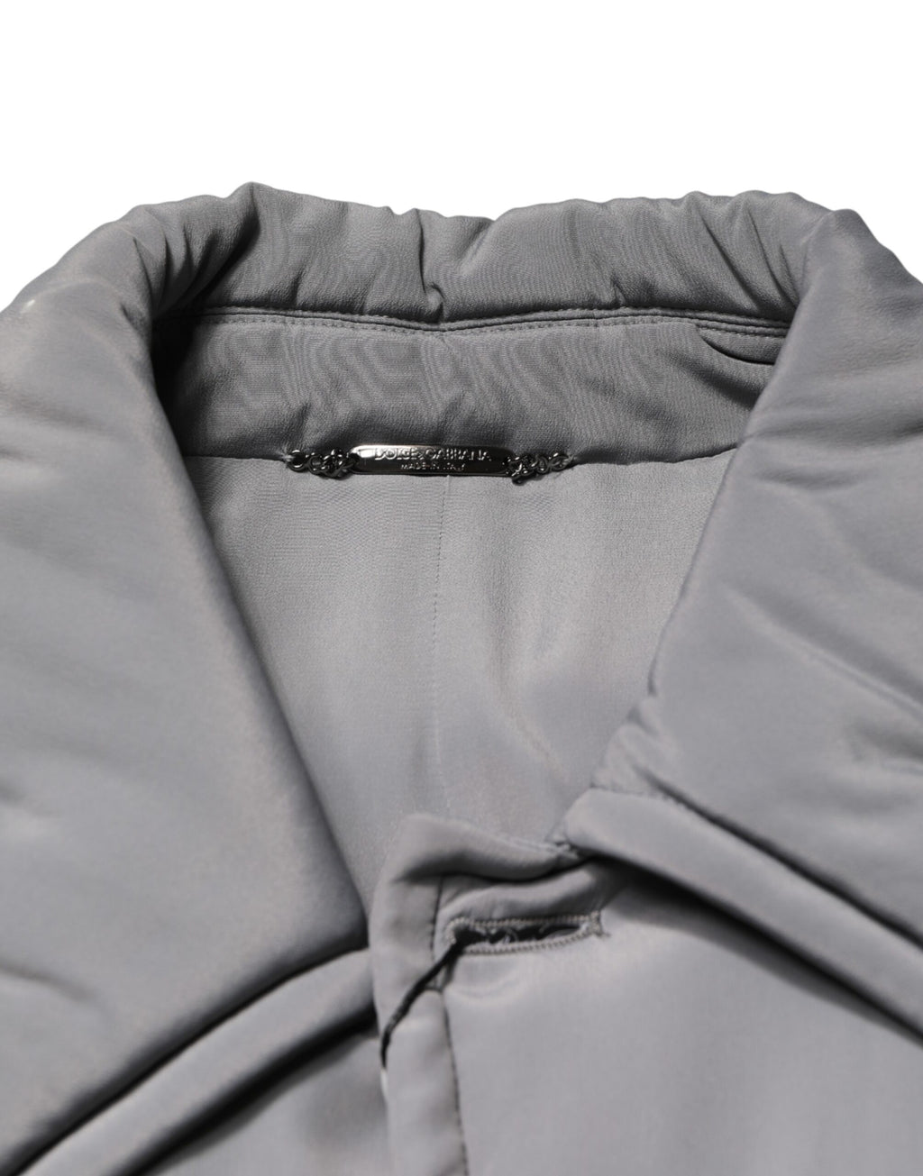 Dolce & Gabbana Gray Acetate Padded Collared Coat Jacket