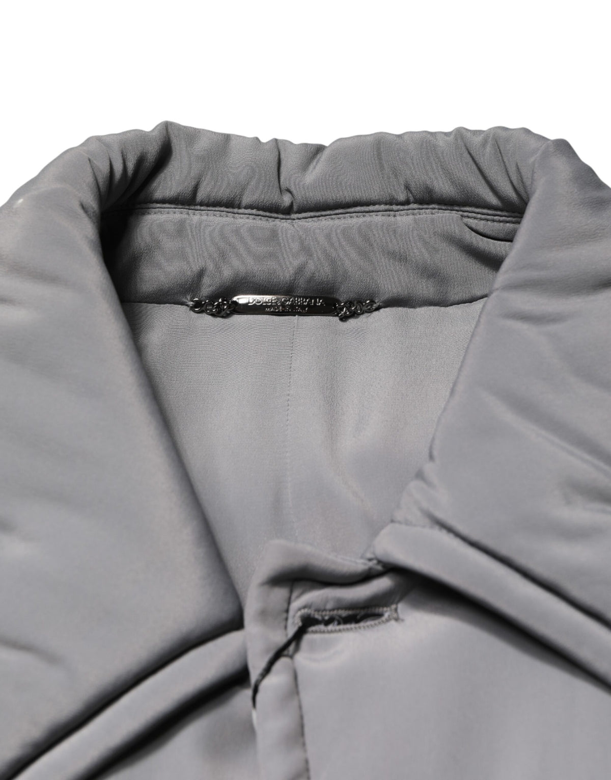 Dolce & Gabbana Gray Acetate Padded Collared Coat Jacket