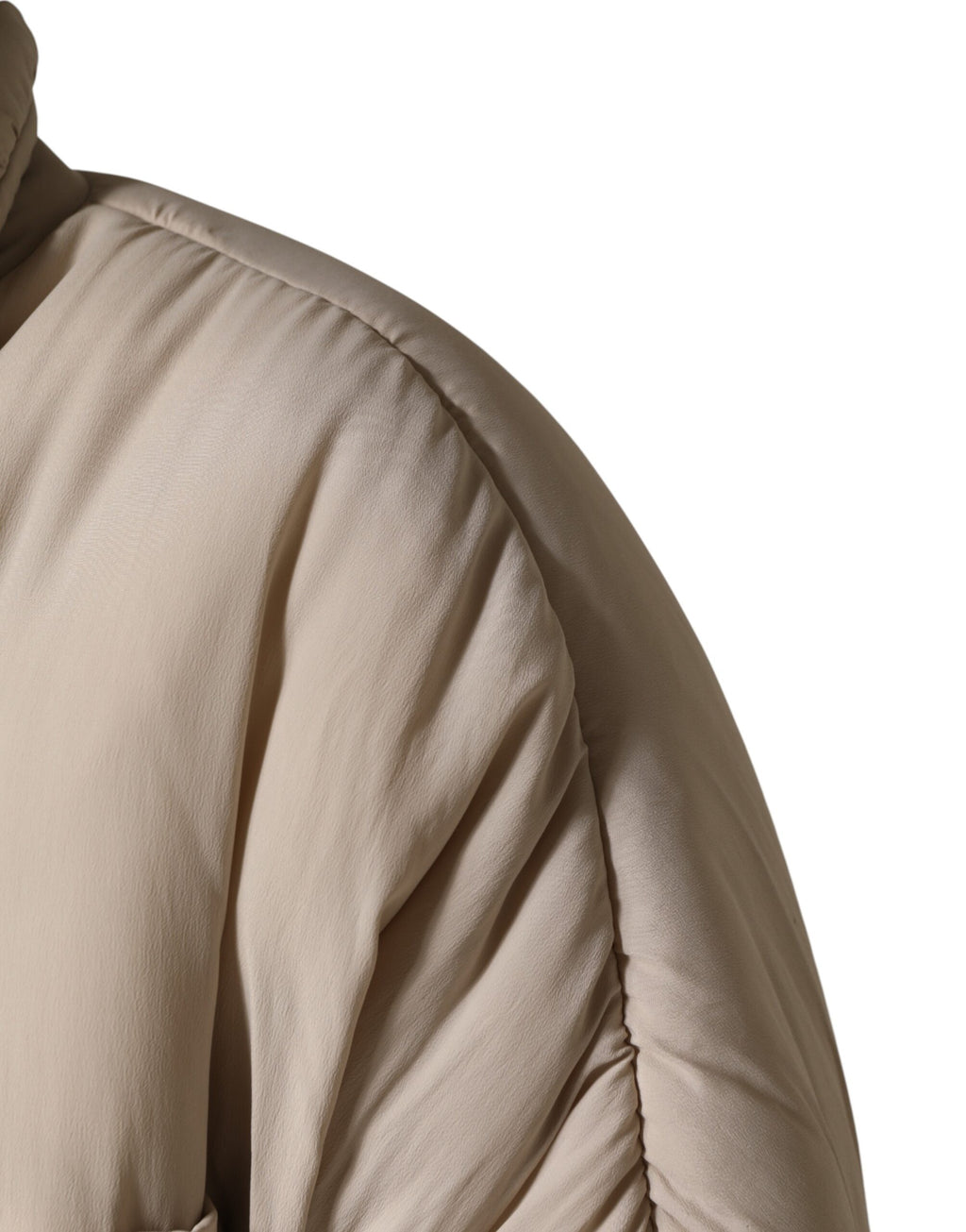 Dolce & Gabbana Beige Padded Collared Long Trench Coat Jacket