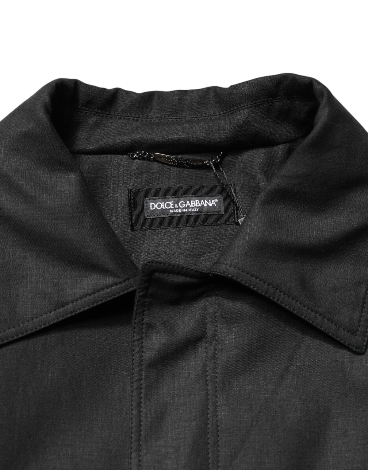 Dolce & Gabbana Black Pockets Collared Trench Coat Jacket