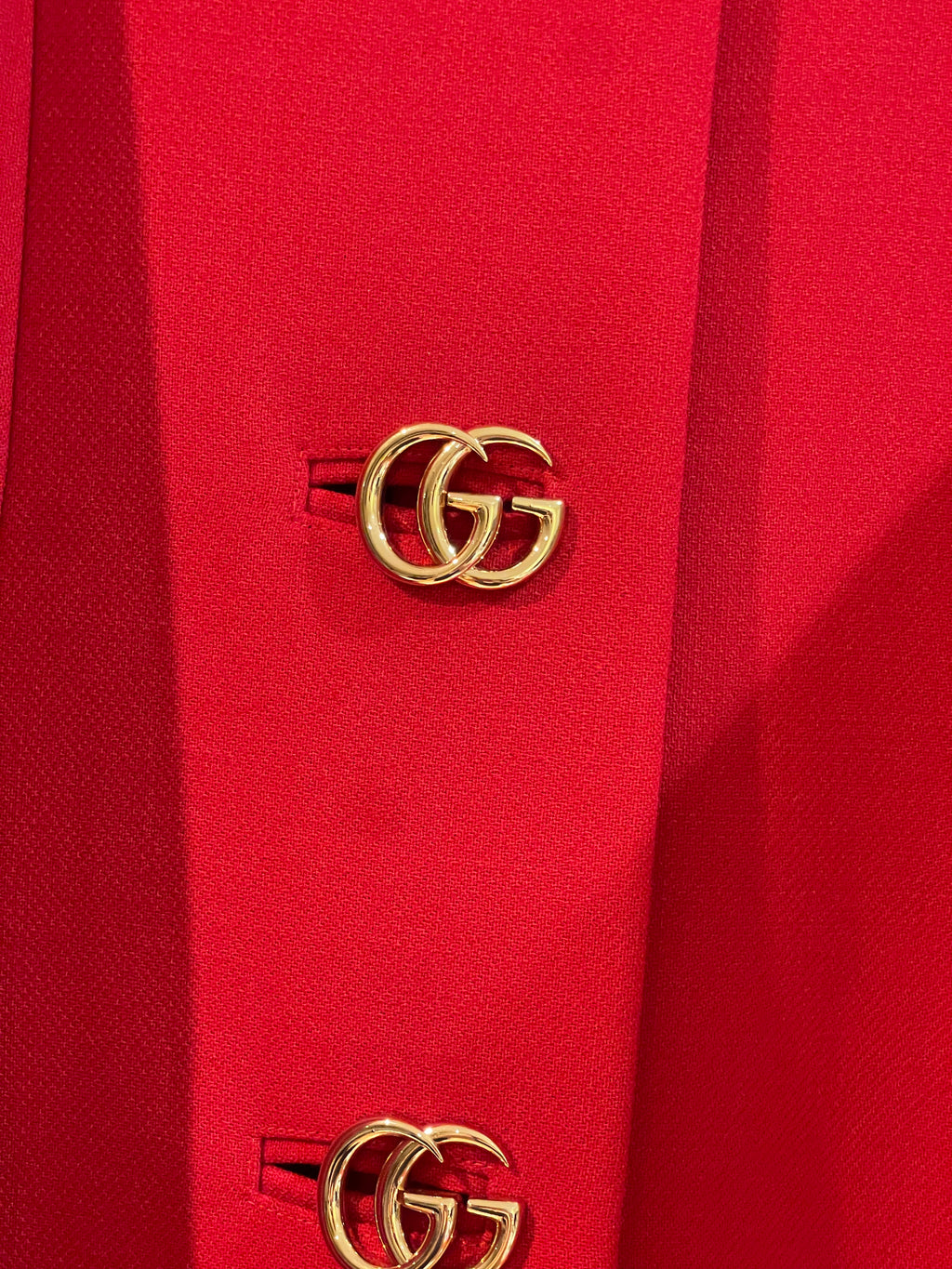 Gucci women’s wool coat in red with GG Marmont buttons